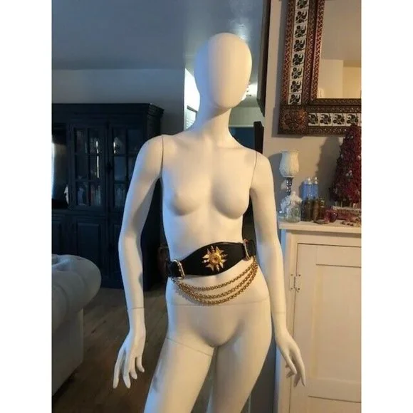 RARE VINTAGE ROBERT LEE MORRIS 4 DONNA KARAN GRIPOIX MALTESE CROSS LEATHER BELT - Picture 3 of 7